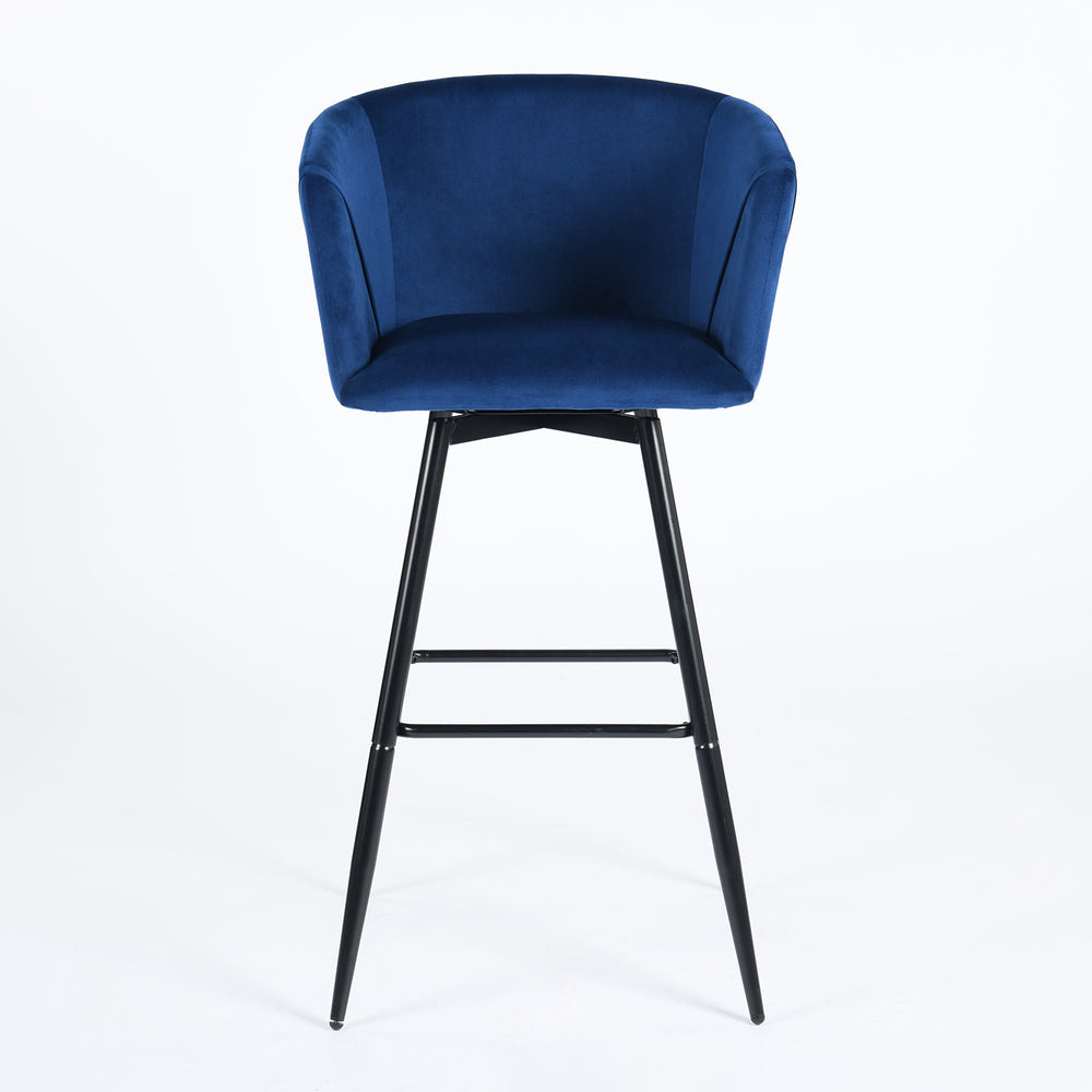 Homeroots Set Of Two 28" Rose And Black Velvet And Steel Low Back Bar Height Bar Chairs   483778