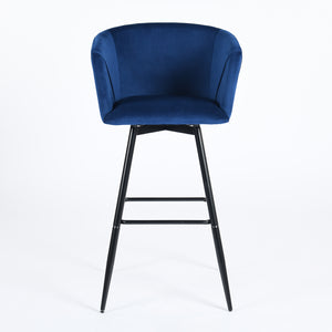 Homeroots Set Of Two 28" Rose And Black Velvet And Steel Low Back Bar Height Bar Chairs   483778