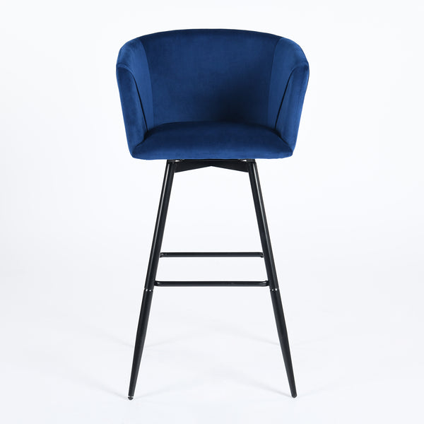 Homeroots Set Of Two 28" Rose And Black Velvet And Steel Low Back Bar Height Bar Chairs   483778