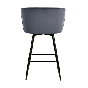 Homeroots Set Of Two 28" Gray And Black Velvet And Steel Bar Chairs   483780