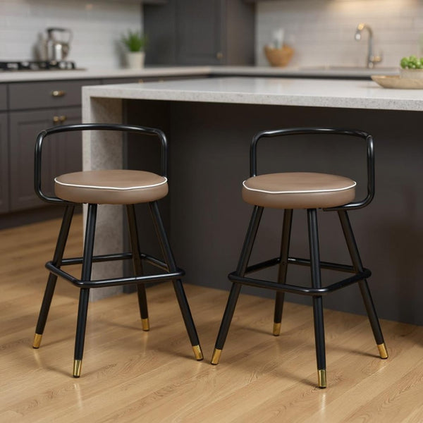 HomeRoots Set of Two Sleek 24" Black Steel Backless Bar Chairs for Modern Kitchen & Home Entertainment Spaces 483782