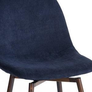 Homeroots Set Of Two 26" Blue And Brown Velvet And Steel Counter Height Bar Chairs   483790