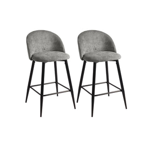 Homeroots Set Of Two 26" Gray And Black Steel Low Back Counter Height Bar Chairs   483794