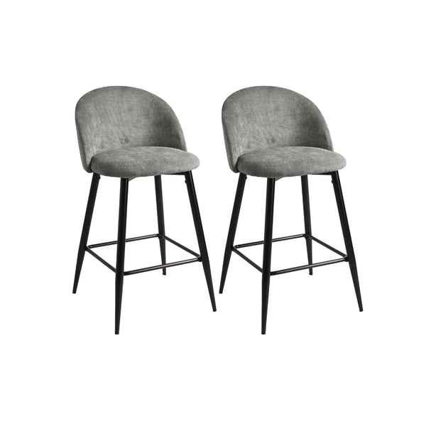 Homeroots Set Of Two 26" Gray And Black Steel Low Back Counter Height Bar Chairs   483794