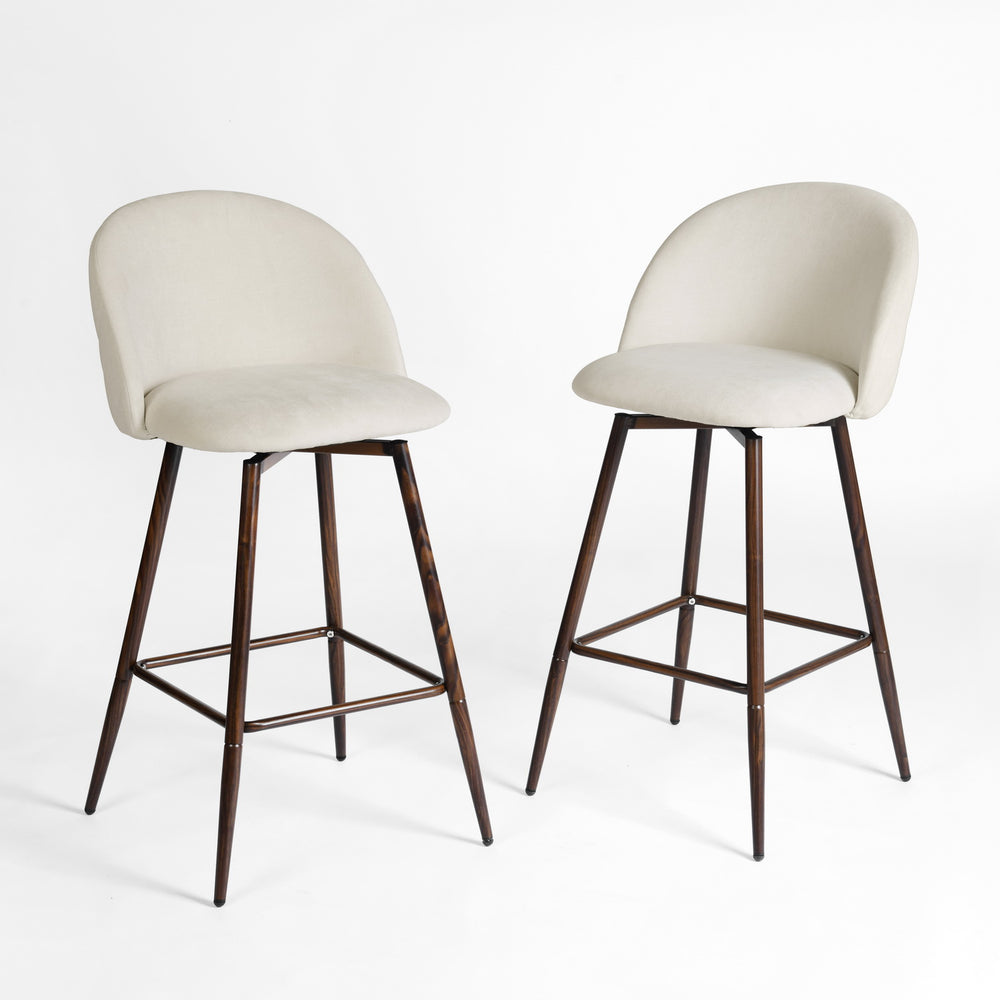 Homeroots Set Of Two 26" Cream And Black Steel Low Back Counter Height Bar Chairs   483795