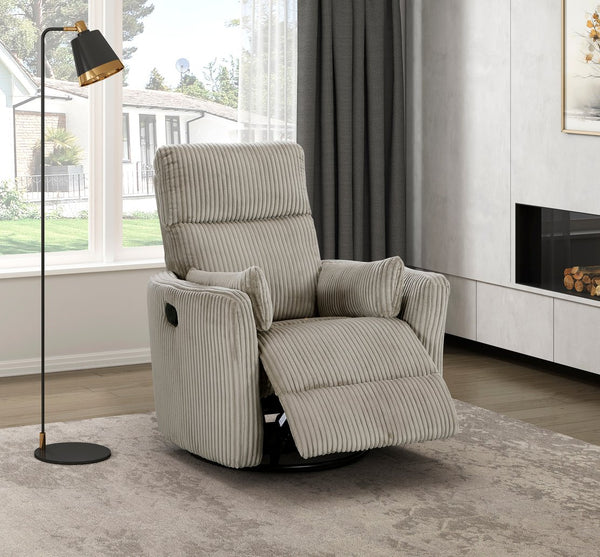 English Elm Taupe Corduroy Swivel Glider Recliner Chair with 360° Rotation, Smooth Recline, Plush Cushioning for Living Room Comfort and Style B011P383306
