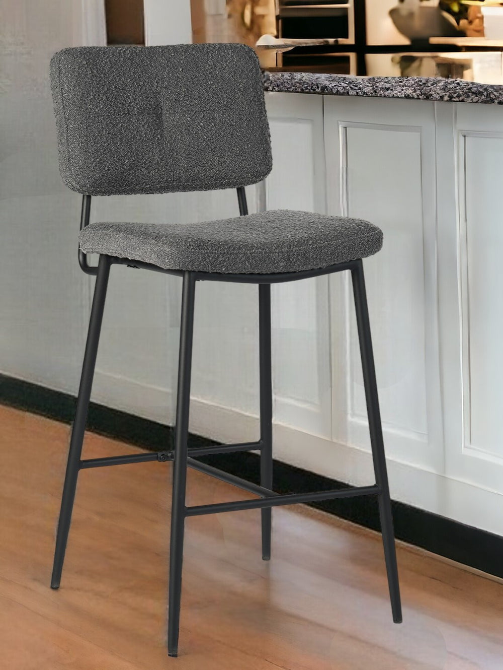 Homeroots Set Of Two 27" Green And Black Steel Low Back Bar Height Bar Chairs   483800