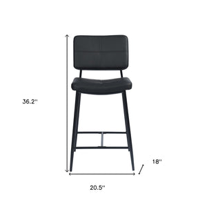 Homeroots Set Of Two 24" Cream And Black Faux Leather And Steel Low Back Counter Height Bar Chairs   483803