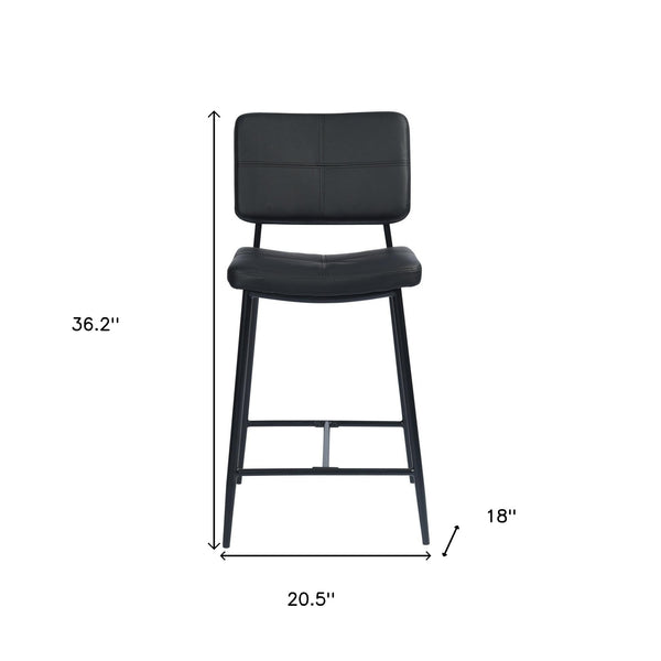 Homeroots Set Of Two 24" Cream And Black Faux Leather And Steel Low Back Counter Height Bar Chairs   483803