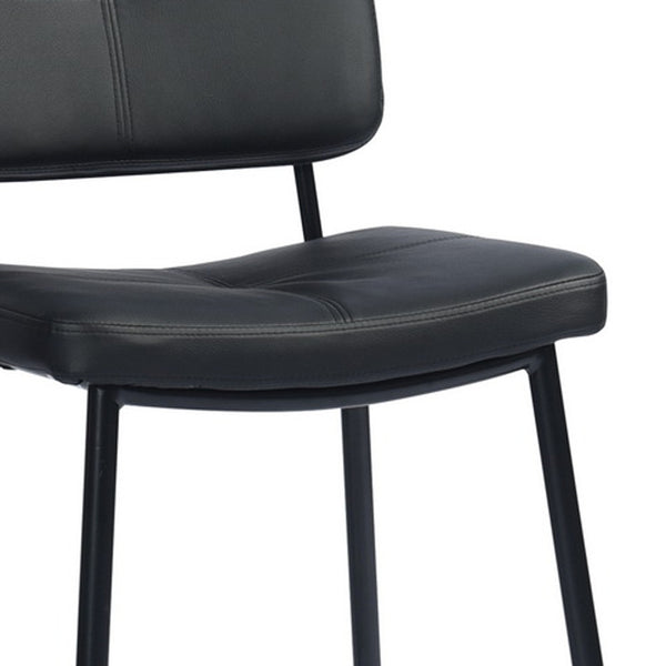 Homeroots Set Of Two 24" Cream And Black Faux Leather And Steel Low Back Counter Height Bar Chairs   483803