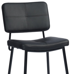 Homeroots Set Of Two 24" Cream And Black Faux Leather And Steel Low Back Counter Height Bar Chairs   483803