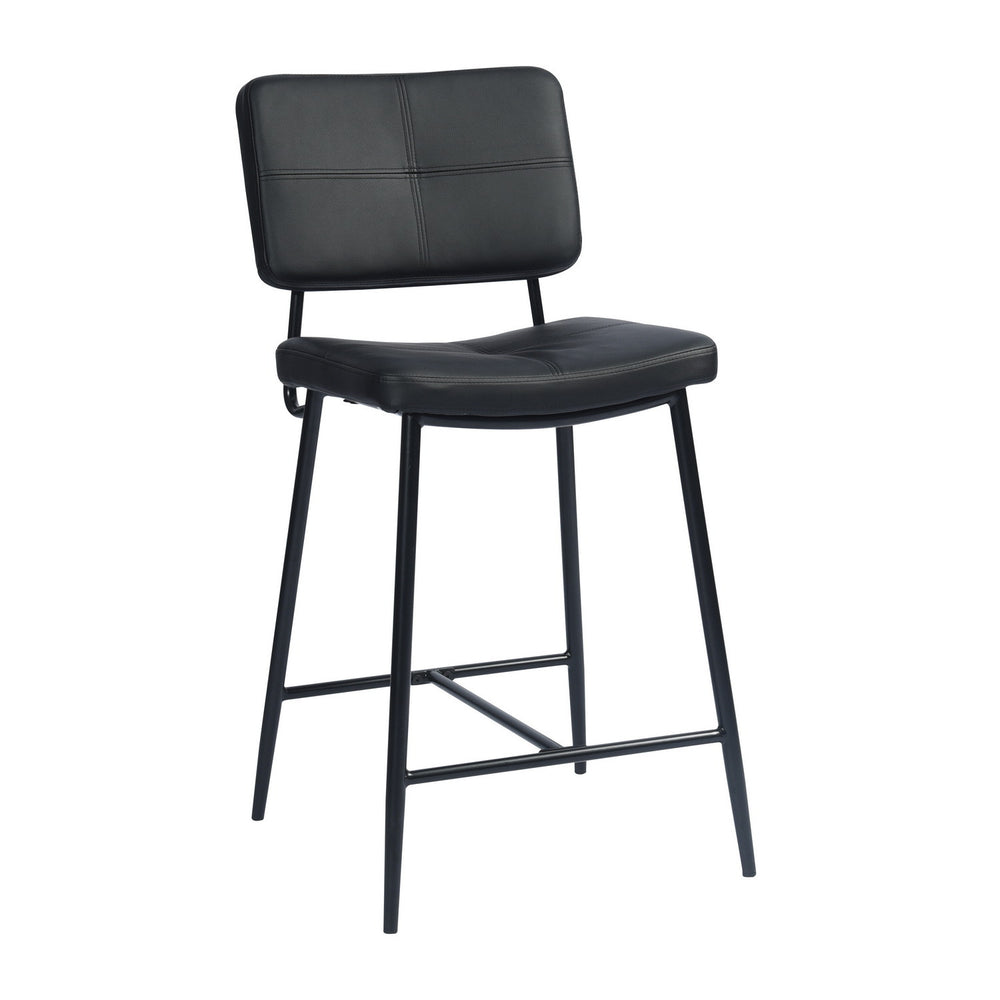Homeroots Set Of Two Stylish 36" Black Faux Leather Low Back Bar Chairs - Chic Counter Seating For Any Room   483804