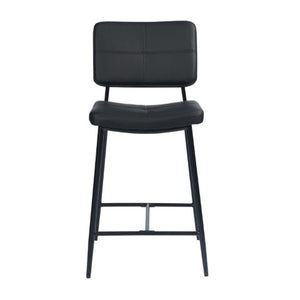 Homeroots Set Of Two Stylish 36" Black Faux Leather Low Back Bar Chairs - Chic Counter Seating For Any Room   483804