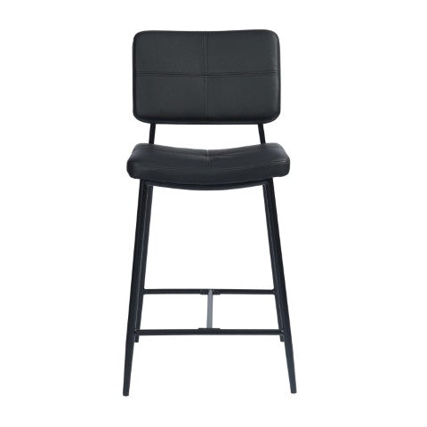 Homeroots Set Of Two Stylish 36" Black Faux Leather Low Back Bar Chairs - Chic Counter Seating For Any Room   483804