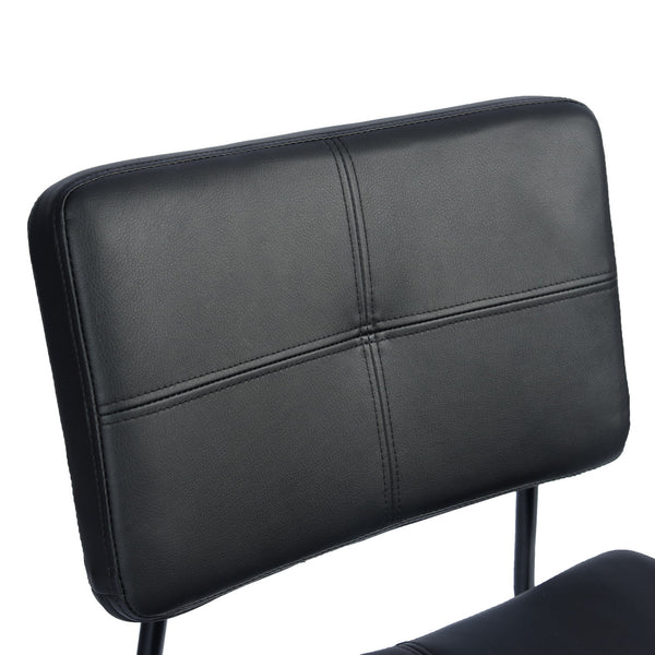 Homeroots Set Of Two Stylish 36" Black Faux Leather Low Back Bar Chairs - Chic Counter Seating For Any Room   483804