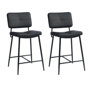 Homeroots Set Of Two Stylish 36" Black Faux Leather Low Back Bar Chairs - Chic Counter Seating For Any Room   483804
