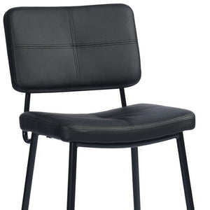 Homeroots Set Of Two Stylish 36" Black Faux Leather Low Back Bar Chairs - Chic Counter Seating For Any Room   483804