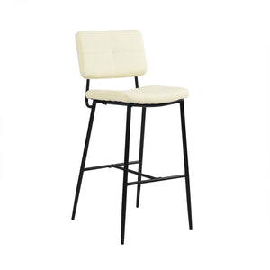 Homeroots Set Of Two 29" Cream And Black Faux Leather And Steel Low Back Bar Height Bar Chairs   483805