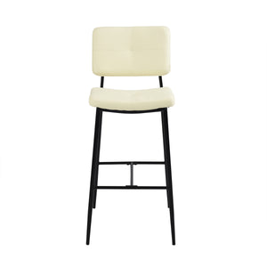 Homeroots Set Of Two 29" Cream And Black Faux Leather And Steel Low Back Bar Height Bar Chairs   483805