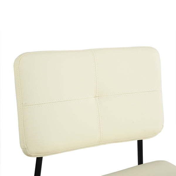 Homeroots Set Of Two 29" Cream And Black Faux Leather And Steel Low Back Bar Height Bar Chairs   483805