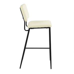 Homeroots Set Of Two 29" Cream And Black Faux Leather And Steel Low Back Bar Height Bar Chairs   483805