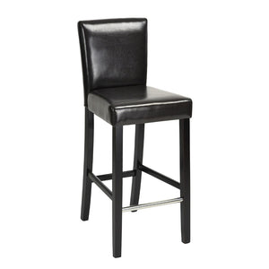 HomeRoots Set of Two 28" Brown Faux Leather Bar Height Stools with Black Steel Frame for Modern Spaces 483813