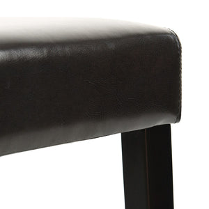 HomeRoots Set of Two 28" Brown Faux Leather Bar Height Stools with Black Steel Frame for Modern Spaces 483813