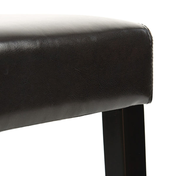 HomeRoots Set of Two 28" Brown Faux Leather Bar Height Stools with Black Steel Frame for Modern Spaces 483813