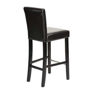 HomeRoots Set of Two 28" Brown Faux Leather Bar Height Stools with Black Steel Frame for Modern Spaces 483813