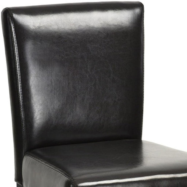 HomeRoots Set of Two 28" Brown Faux Leather Bar Height Stools with Black Steel Frame for Modern Spaces 483813