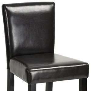 HomeRoots Set of Two 28" Brown Faux Leather Bar Height Stools with Black Steel Frame for Modern Spaces 483813
