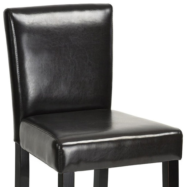 HomeRoots Set of Two 28" Brown Faux Leather Bar Height Stools with Black Steel Frame for Modern Spaces 483813