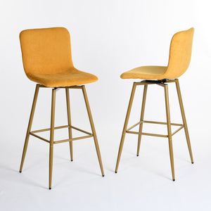 Homeroots Set Of Two 29" Mauve And Gold Steel Bar Height Bar Chairs   483817