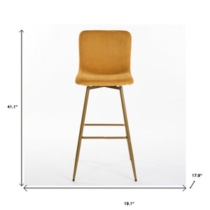 Homeroots Set Of Two 29" Mauve And Gold Steel Bar Height Bar Chairs   483817