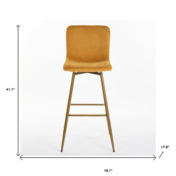 Homeroots Set Of Two 29" Mauve And Gold Steel Bar Height Bar Chairs   483817