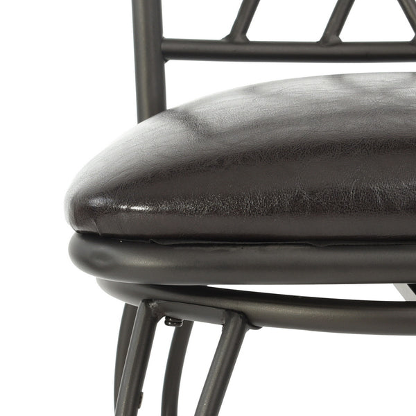 Homeroots Set Of Two 30" Black Faux Leather And Steel Swivel Bar Height Bar Chairs   483818