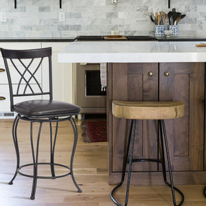 Homeroots Set Of Two 24" Black Steel Swivel Counter Height Bar Chairs   483819