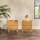 20" Solid Wood 2-Drawer Nightstand - Set of 2 Natural Pine LEEB4CNP-2PK Walker Edison