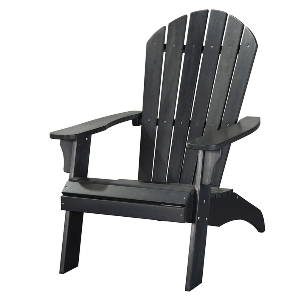 Homeroots 30" Black Heavy Duty Plastic Adirondack Chair - Stylish Outdoor Seating With Comfort & Durability  Plastic 483867