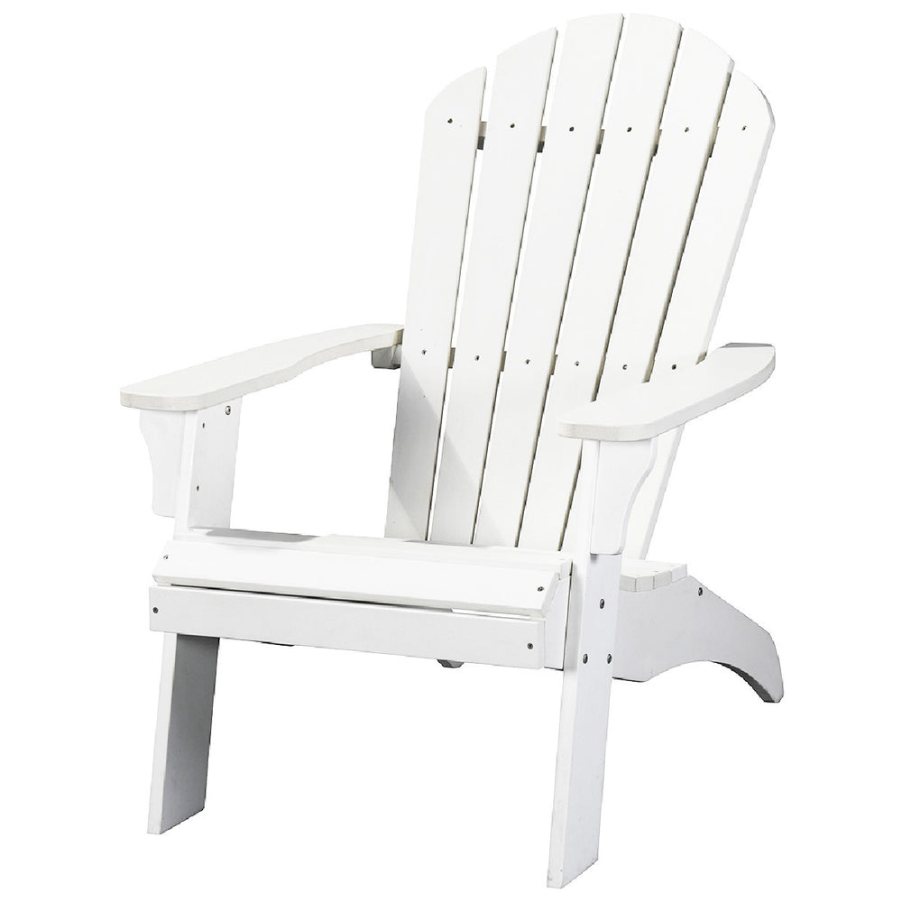 Homeroots 30" Chic White Heavy Duty Plastic Adirondack Chair For Stylish Outdoor Relaxation And Comfort  Plastic 483871