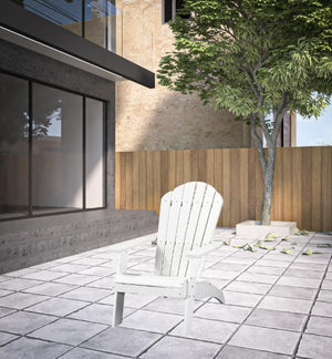 Homeroots 30" Chic White Heavy Duty Plastic Adirondack Chair For Stylish Outdoor Relaxation And Comfort  Plastic 483871