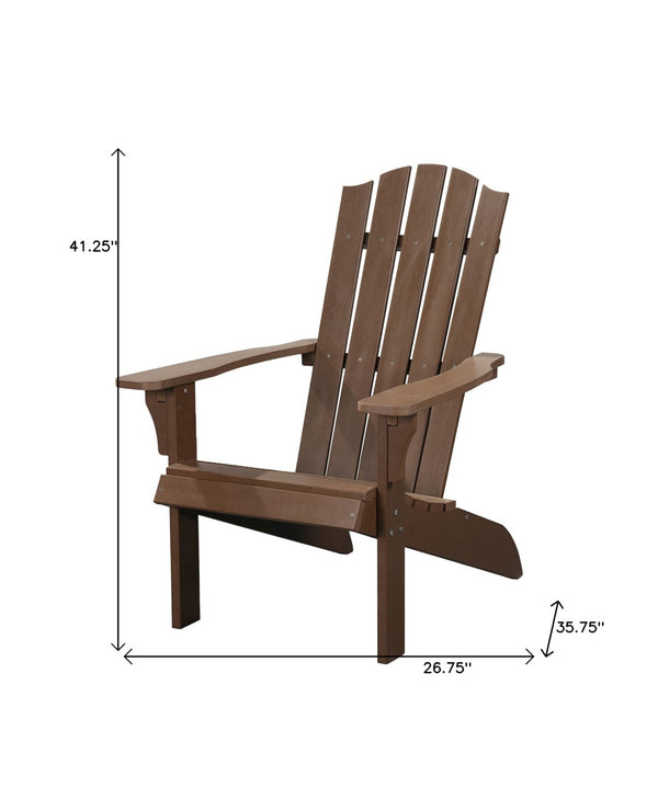 Homeroots 27" Chic Brown Heavy Duty Plastic Adirondack Chair For Ultimate Outdoor Comfort And Style  Plastic 483874