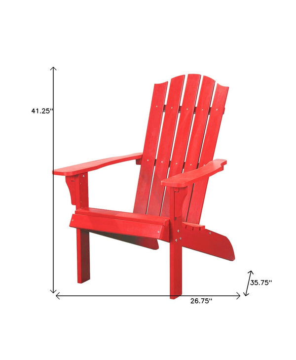 Homeroots 27" Red Heavy Duty Plastic Adirondack Chair - Stylish Outdoor Seating For Ultimate Comfort & Relaxation  Plastic 483876