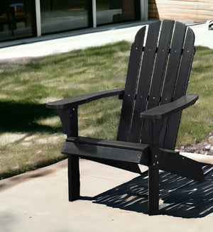 Homeroots 27" Black Heavy Duty Adirondack Chair - Stylish Comfort For Indoor & Outdoor Relaxation Spaces  Plastic 483878