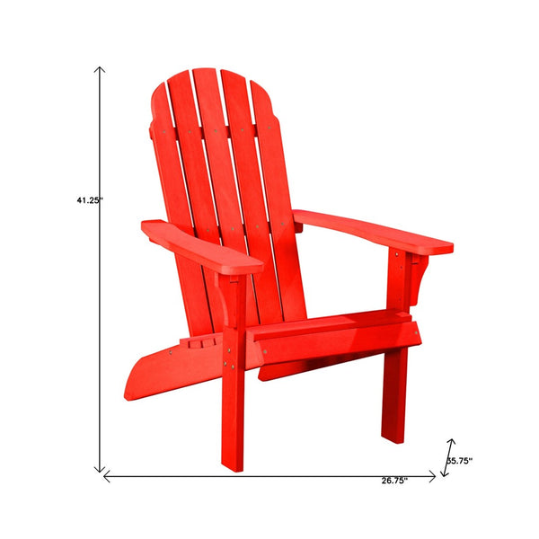 Homeroots 27" Red Heavy Duty Plastic Adirondack Chair - Stylish Outdoor Seating For Chic Relaxation & Comfort  Plastic 483881