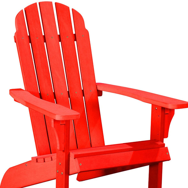 Homeroots 27" Red Heavy Duty Plastic Adirondack Chair - Stylish Outdoor Seating For Chic Relaxation & Comfort  Plastic 483881