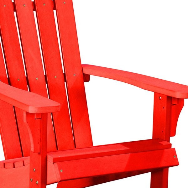 Homeroots 27" Red Heavy Duty Plastic Adirondack Chair - Stylish Outdoor Seating For Chic Relaxation & Comfort  Plastic 483881