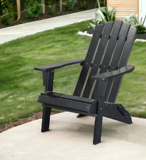 Homeroots 29" Black Heavy Duty Plastic Adirondack Chair - Stylish Comfort For Indoor & Outdoor Relaxation!  Plastic 483883