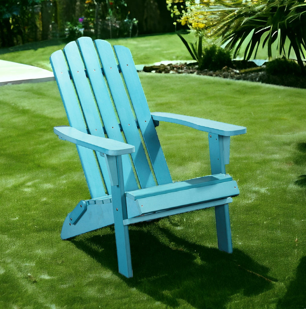 Homeroots 29" Blue Heavy Duty Plastic Adirondack Chair - Stylish Indoor/Outdoor Seating For Ultimate Relaxation  Plastic 483884