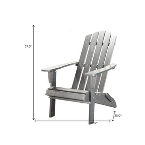 Homeroots 29" Gray Heavy Duty Plastic Adirondack Chair - Stylish Outdoor Comfort With Wide Arms & Sloping Back  Plastic 483886